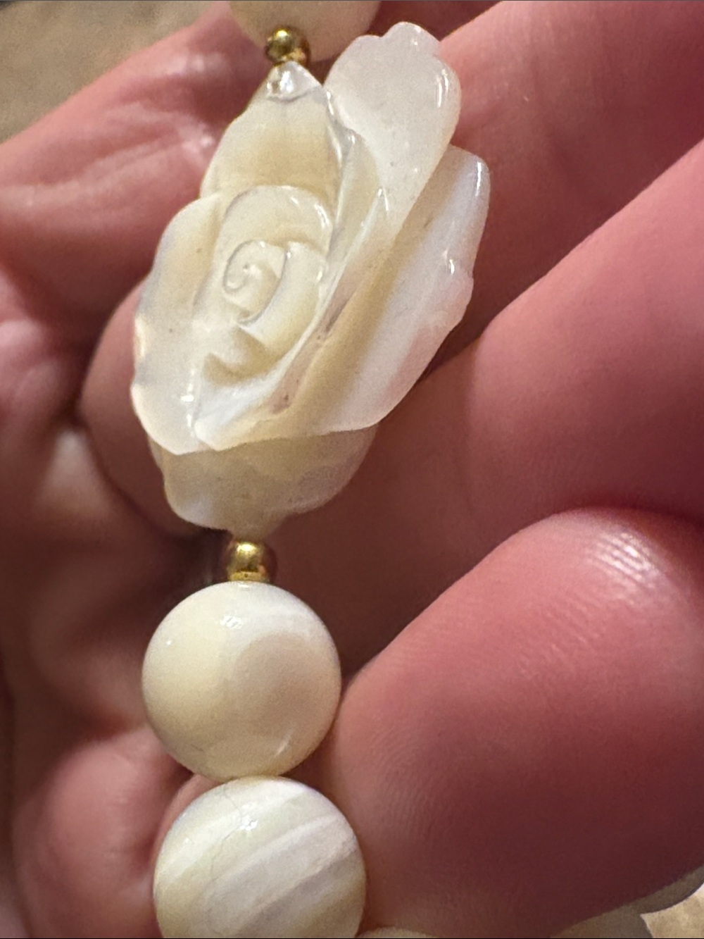 Vintage White Jade Rose Bracelet- Women Jewelry - Picture 5 of 10